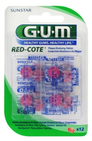 GUM Red-Cote zobu aplikumu iekrāsojošās tabletes (4 tabletes)